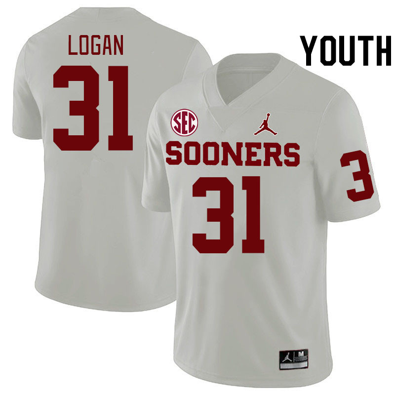 Youth #31 Ashton Logan Oklahoma Sooners 2024 SEC Conference College Football Jerseys-White